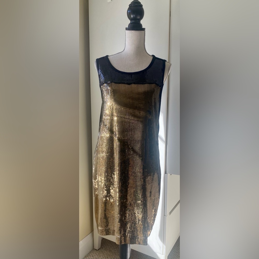 DKNY Gold and Black Sequin dress